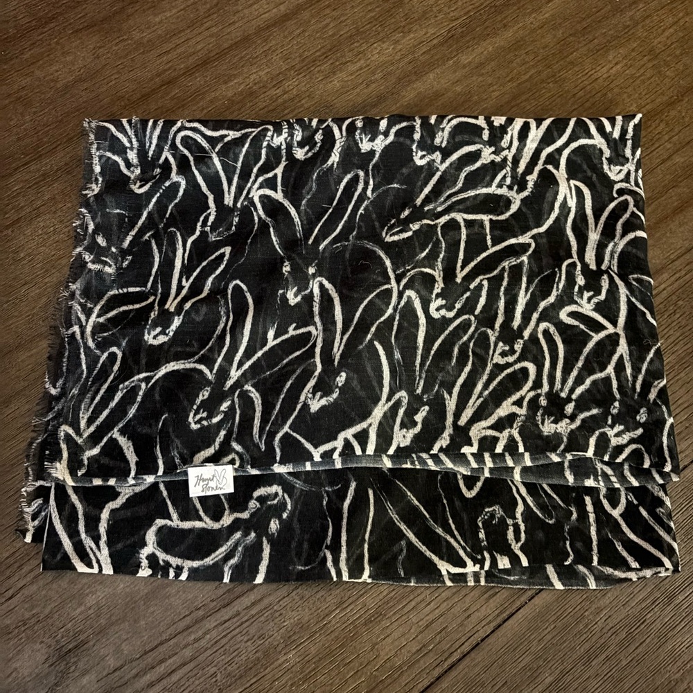 HUNT SLONEM Rabbit Run Silk & Wool Scarf/Shawl New